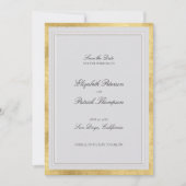 Formal Modern Classic Elevated Gold Ivory Wedding Save The Date (Vorderseite)