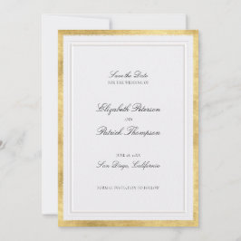 Formal Modern Classic Elevated Gold Pearl Wedding Save The Date