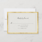 Formal Modern Classic Elevated Golden Ecru Wedding RSVP Karte (Vorderseite)