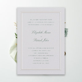 Formal Modern Classic Elevated Green Ivory Wedding Einladung