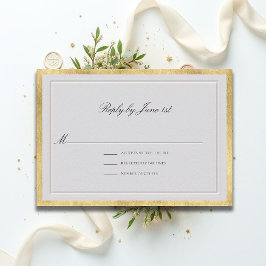 Formal Modern Classic Elevated Ivory Gold Wedding RSVP Karte
