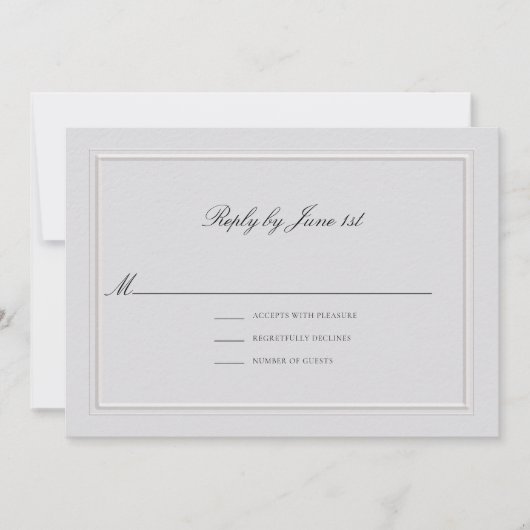 Formal Modern Classic Elevated Ivory Wedding RSVP (Vorderseite)
