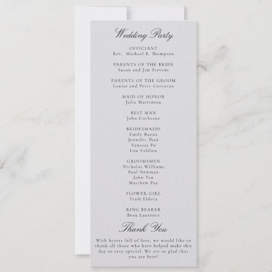 Formal Modern Classic Gold Ivory Wedding Program (Rückseite)