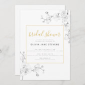 Formal Modern Classic Ivory Orchids Brautparty Einladung (Vorne/Hinten)