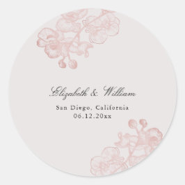 Formal Modern Classic Orchid Burnt Orange Wedding Runder Aufkleber