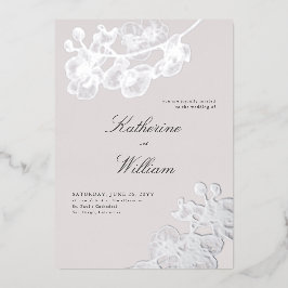 Formal Modern Classic Orchids Tux Wedding Silver Folieneinladung