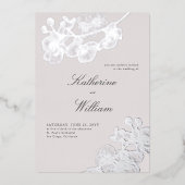 Formal Modern Classic Orchids Tux Wedding Silver Folieneinladung (Vorderseite)