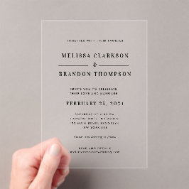 Formal Modern Elegante Schwarze Typografie Hochzei Acryleinladungen