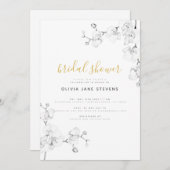 Formal Modern Gold Ivory Orchids Brautparty Einladung (Vorne/Hinten)