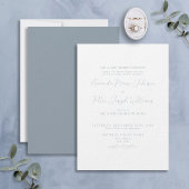 Formal Moderne Kalligrafie Dusty Blue Wedding Einladung