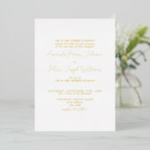 Formal moderne Kalligrafie Real Foil Wedding Folieneinladung (Stehend vorne)