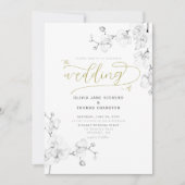 Formal Moderne klassische Elfenbeinblumenhochzeit Einladung (Vorderseite)