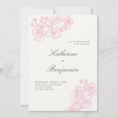 Formal Moderne Orchideen Pink Sketch Hochzeit Einladung (Vorderseite)