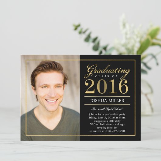 Formal moderner bearbeitbarer Abschluss Einladung (Stehend Vorderseite)