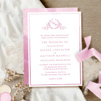 Formal Mongram Mauve Pink Watercolor Wedding