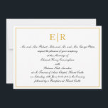 Formal monogram Calligraphy Elegant Gold Wedding Einladung<br><div class="desc">Elegante Hochzeitseinladungen mit dem Monogramm in Gold oben,  mit formalem Wortlaut und Ihren Hochzeitsdetails in einer schönen Kalligraphie,  umgeben von einem goldenen Rahmen.</div>