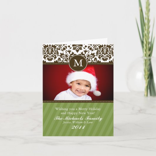 Formal Monogram Christmas Card Feiertagskarte (Vorderseite)