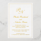 Formal Monogram Elegant Wedding Empfang Folieneinladung (Vorderseite)