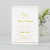 Formal Monogram Elegant Wedding Empfang Folieneinladung (Stehend vorne)