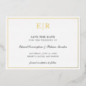 Formal Monogram Elegant Wedding Save the Date Folieneinladung (Vorderseite)