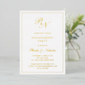 Formal Monogram Elegante Engagement Party Gold Folieneinladung (Stehend vorne)