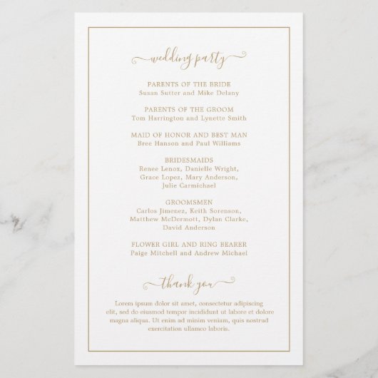 Formal Monogram Gold Elegant Wedding Program (Rückseite)