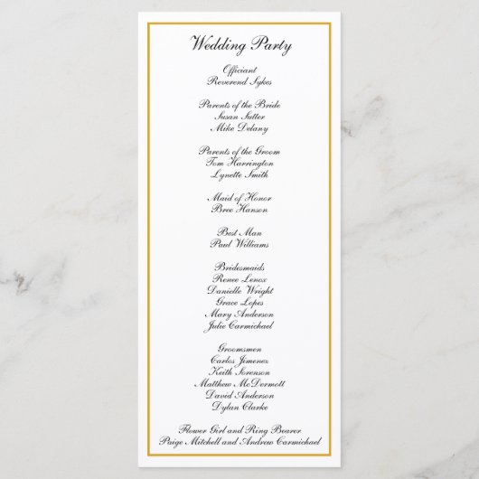 Formal Monogram Gold Wedding Programm (Rückseite)