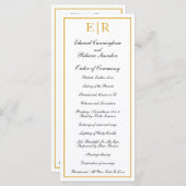 Formal Monogram Gold Wedding Programm (Vorne/Hinten)