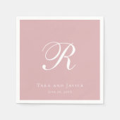 Formal Monogram Pink Dusty Rose Elegante Hochzeit Serviette (Vorderseite)
