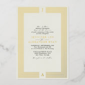 Formal Monogram Wedding Gold Foil Einladung (Vorderseite)