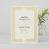 Formal Monogram Wedding Gold Foil Einladung (Stehend vorne)