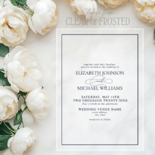Formal Navy Blue Classic Script Hochzeit Acryleinladungen