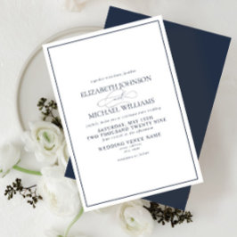 Formal Navy Blue Classic Script Hochzeit Einladung
