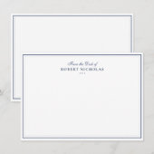 Formal Navy blue Script Two Border Stationery Mitteilungskarte (Vorne/Hinten)