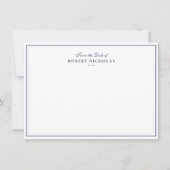 Formal Navy blue Script Two Border Stationery Mitteilungskarte (Vorderseite)
