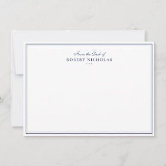 Formal Navy blue Script Two Border Stationery Mitteilungskarte