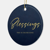 FORMAL NAVY GOLD MINIMAL CALLIGRAPHY BLESSINGS KERAMIK ORNAMENT (Links)