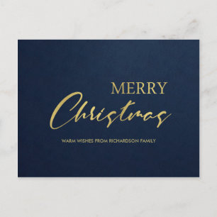 FORMAL NAVY GOLD VELVET MINIMAL MERRY CHRISTMAS FEIERTAGSPOSTKARTE
