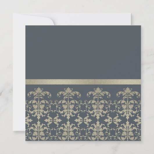 FORMAL NAVY SILVER DAMASK CLASSIC WORKSHOP-VERANST EINLADUNG (Rückseite)