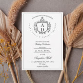 Formal Ornate Crest Monogram Wedding Invitation Einladung