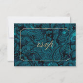 Formal Paisley Dark Aquamarin ID767 RSVP Karte (Rückseite)