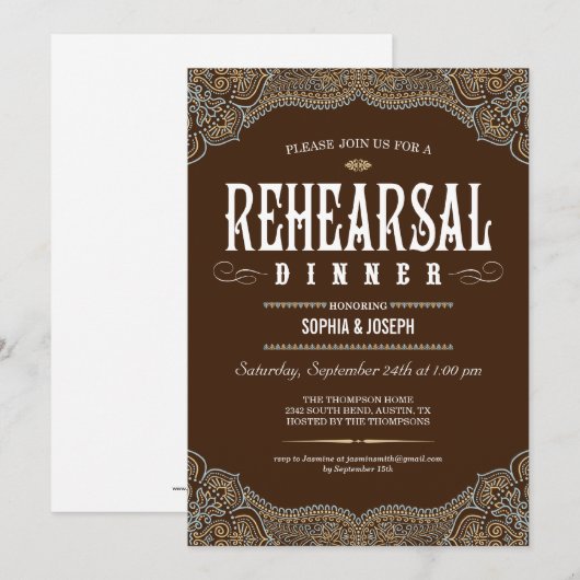 Formal Paisley Probe Dinner Einladungen (Vorne/Hinten)