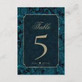 Formal Paisley Tischnummern Dunkel Aquamarin ID767 (Rückseite)