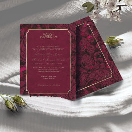 Formal Paisley Wedding Burgundy ID767 Einladung