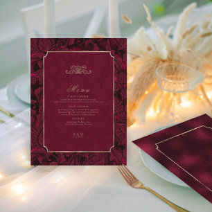 Formal Paisley Wedding Burgundy ID767 Menükarte