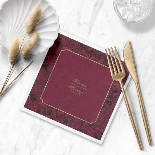 Formal Paisley Wedding Burgundy ID767 Napkins Serviette
