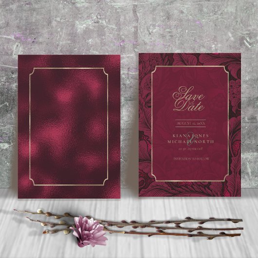 Formal Paisley Wedding Burgundy ID767 Save The Date
