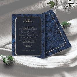 Formal Paisley Wedding Navy Blue ID767 Einladung