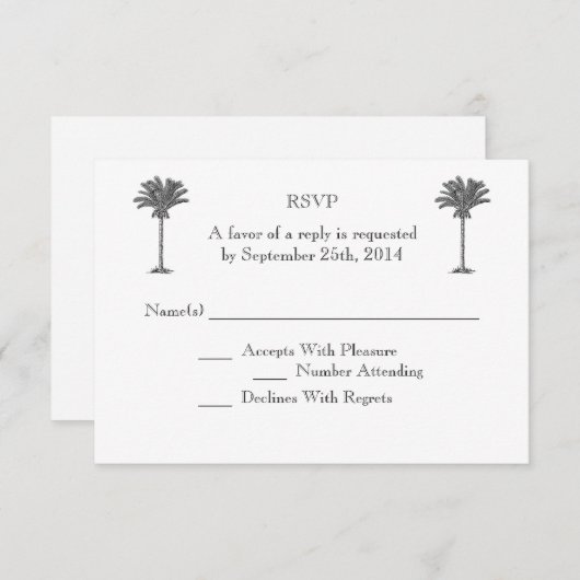 Formal Palm Tree Tropical Island Wedding RSVP (Vorne/Hinten)