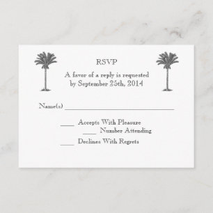 Formal Palm Tree Tropical Island Wedding RSVP Karte